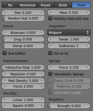 sph fluid settings of the emitter